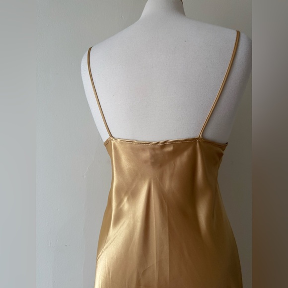 Vintage Victoria Steven’s Gold Slip Dress • Satin Lace Nightgown • Size Large - Picture 5 of 9
